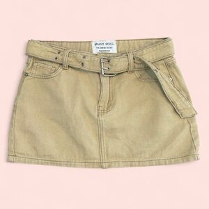 Brave Soul Beige Denim Mini Skirt